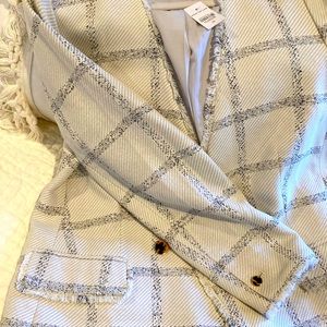 NWT Ann Taylor Cream/Navy Fringe trim blazer
